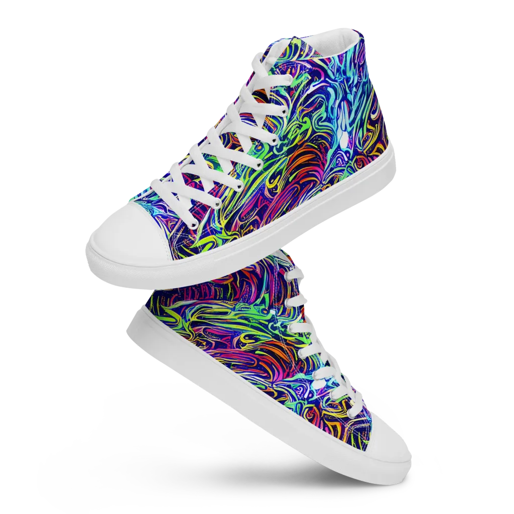 Limefire Labyrinth on Men's High Top Canvas Shoes — Front