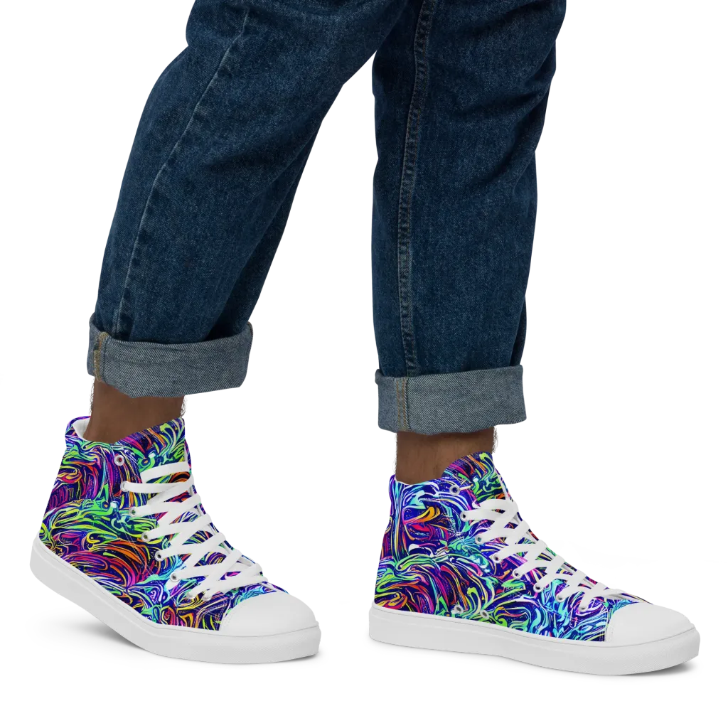 Limefire Labyrinth on Men's High Top Canvas Shoes — Right