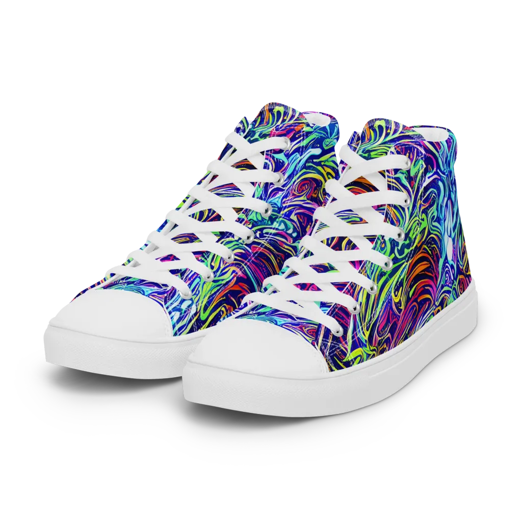 Limefire Labyrinth on Women's High Top Canvas Shoes — Left Front