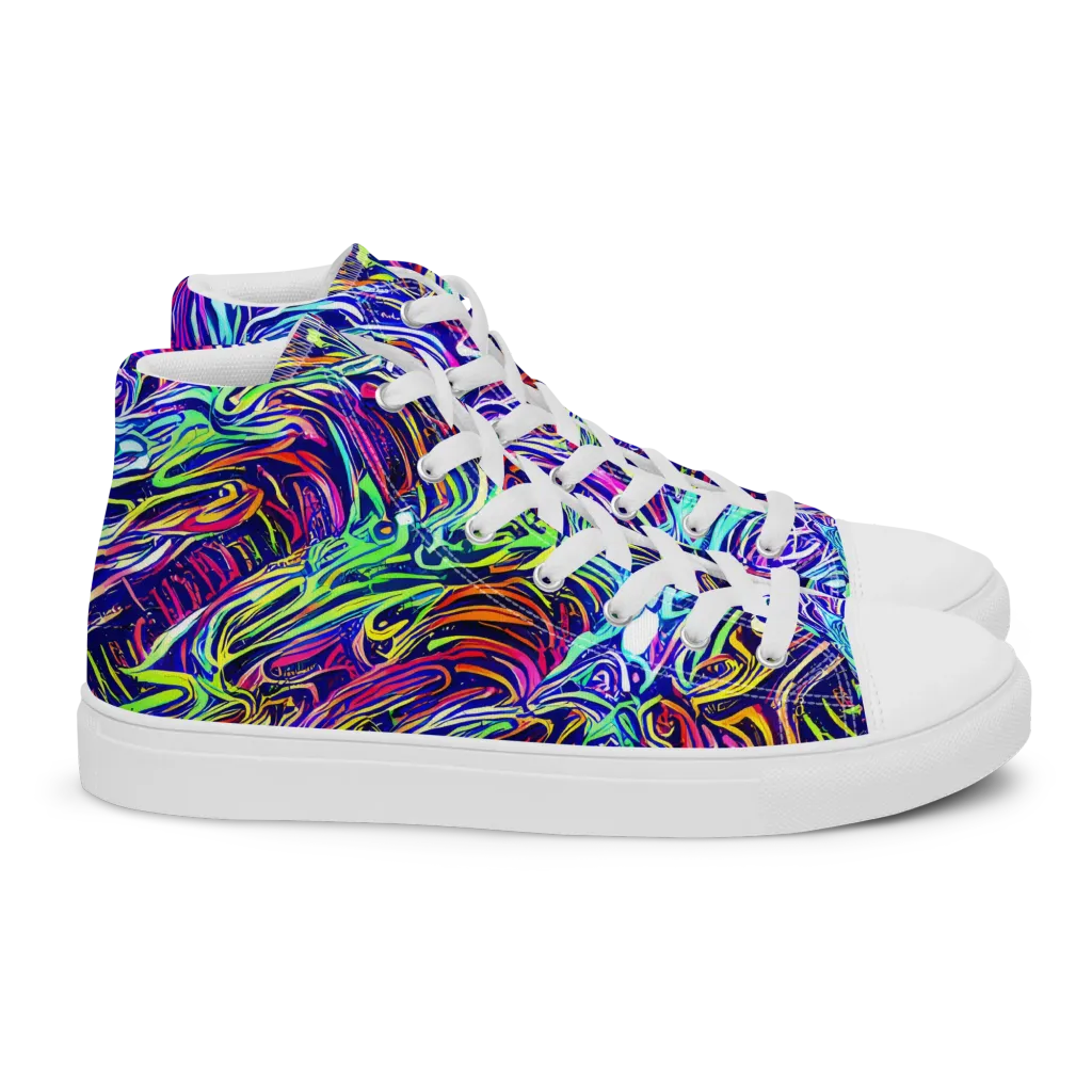 Limefire Labyrinth on Women's High Top Canvas Shoes — Right