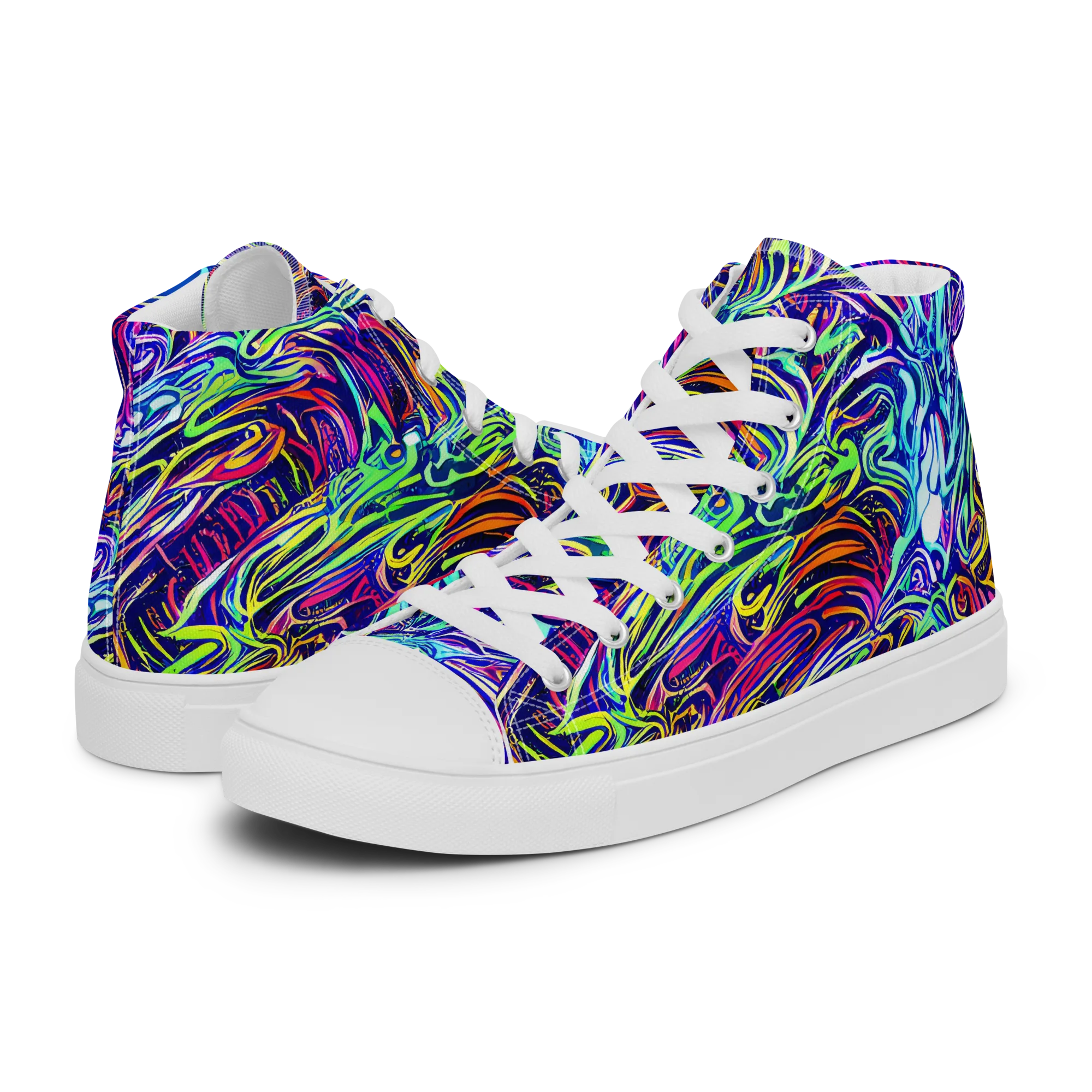 Limefire Labyrinth on Women's High Top Canvas Shoes — Left