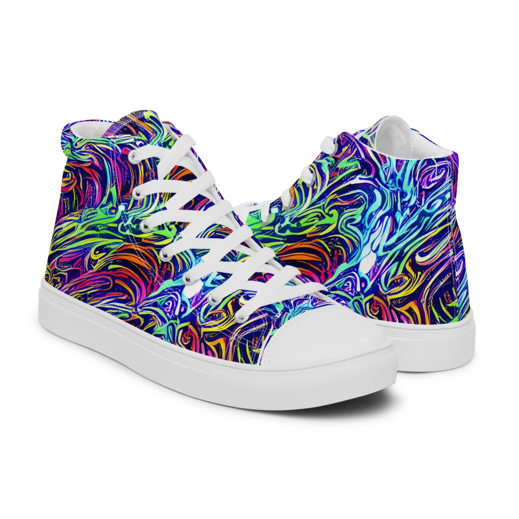 Limefire Labyrinth on Women's High Top Canvas Shoes — Right