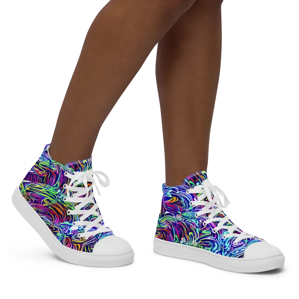 Limefire Labyrinth on Women's High Top Canvas Shoes — Right
