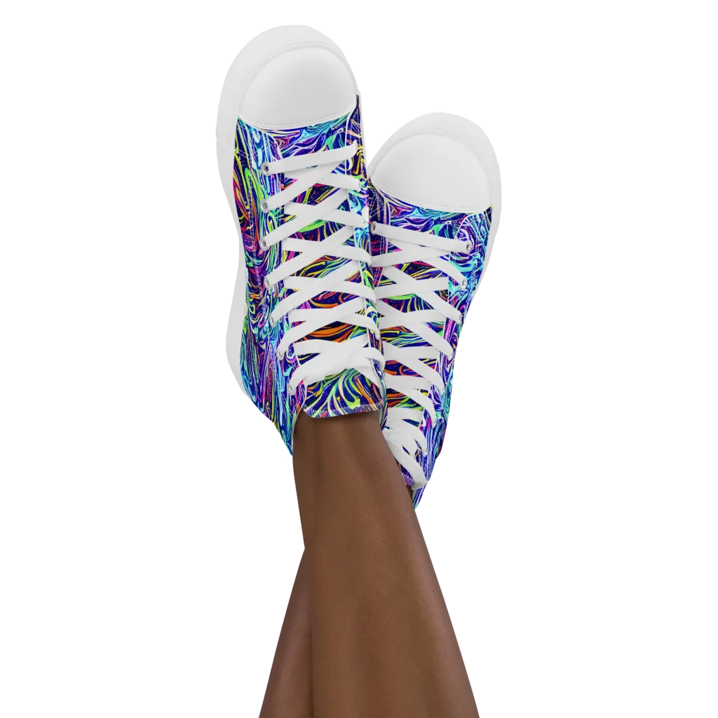 Limefire Labyrinth on Women's High Top Canvas Shoes — Front