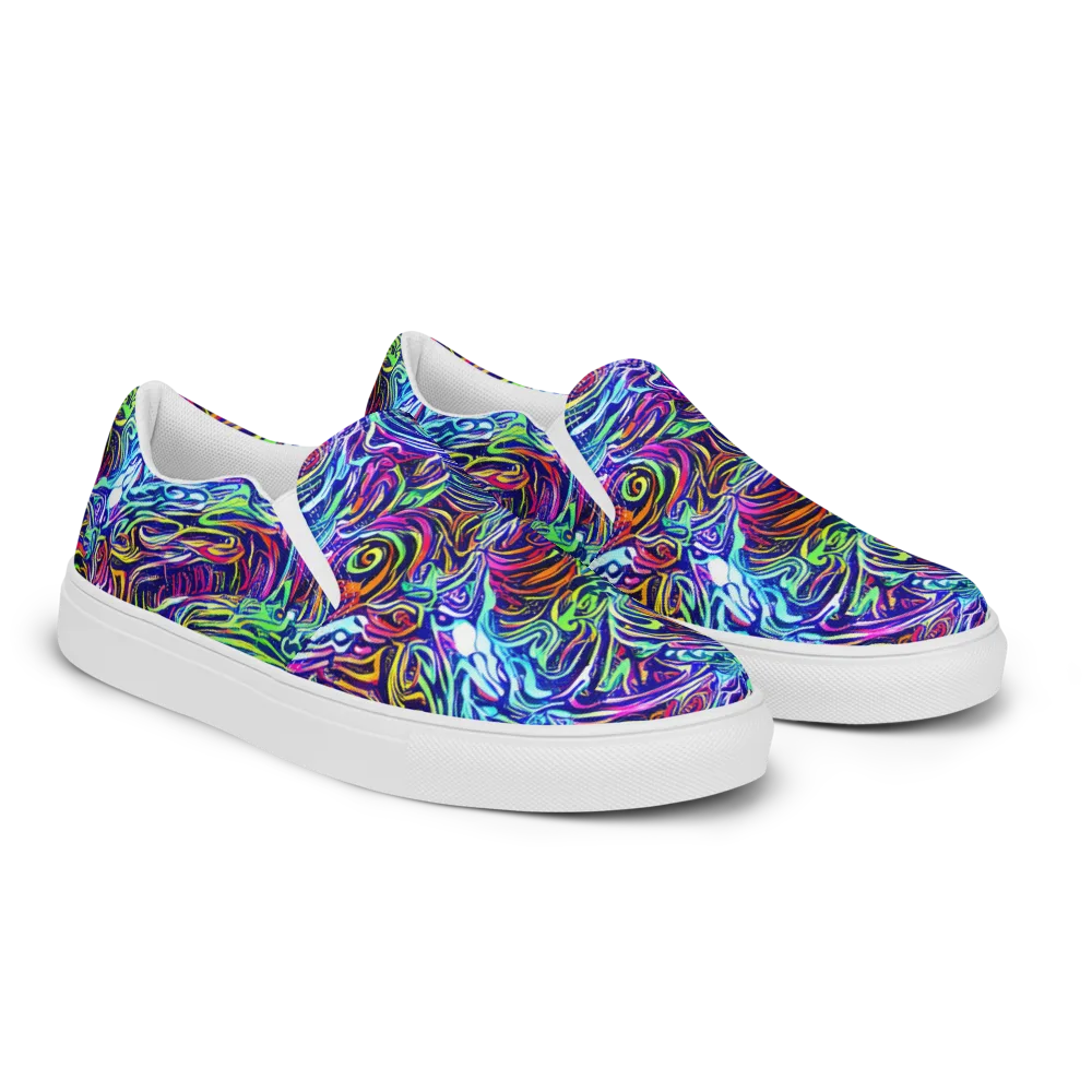 Limefire Labyrinth on Men's Slip-On Canvas Shoes — Right Front