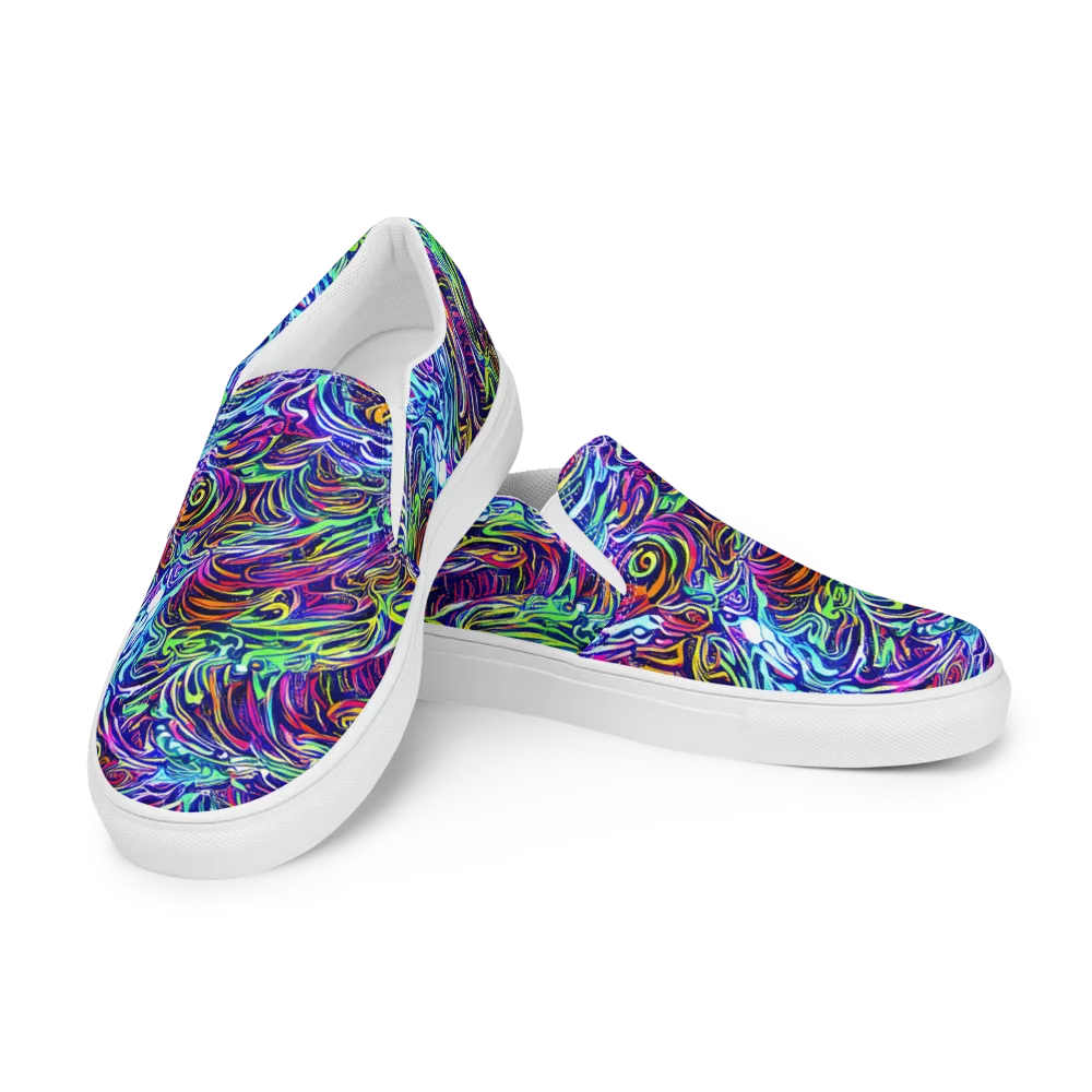 Limefire Labyrinth on Men's Slip-On Canvas Shoes — Left Front