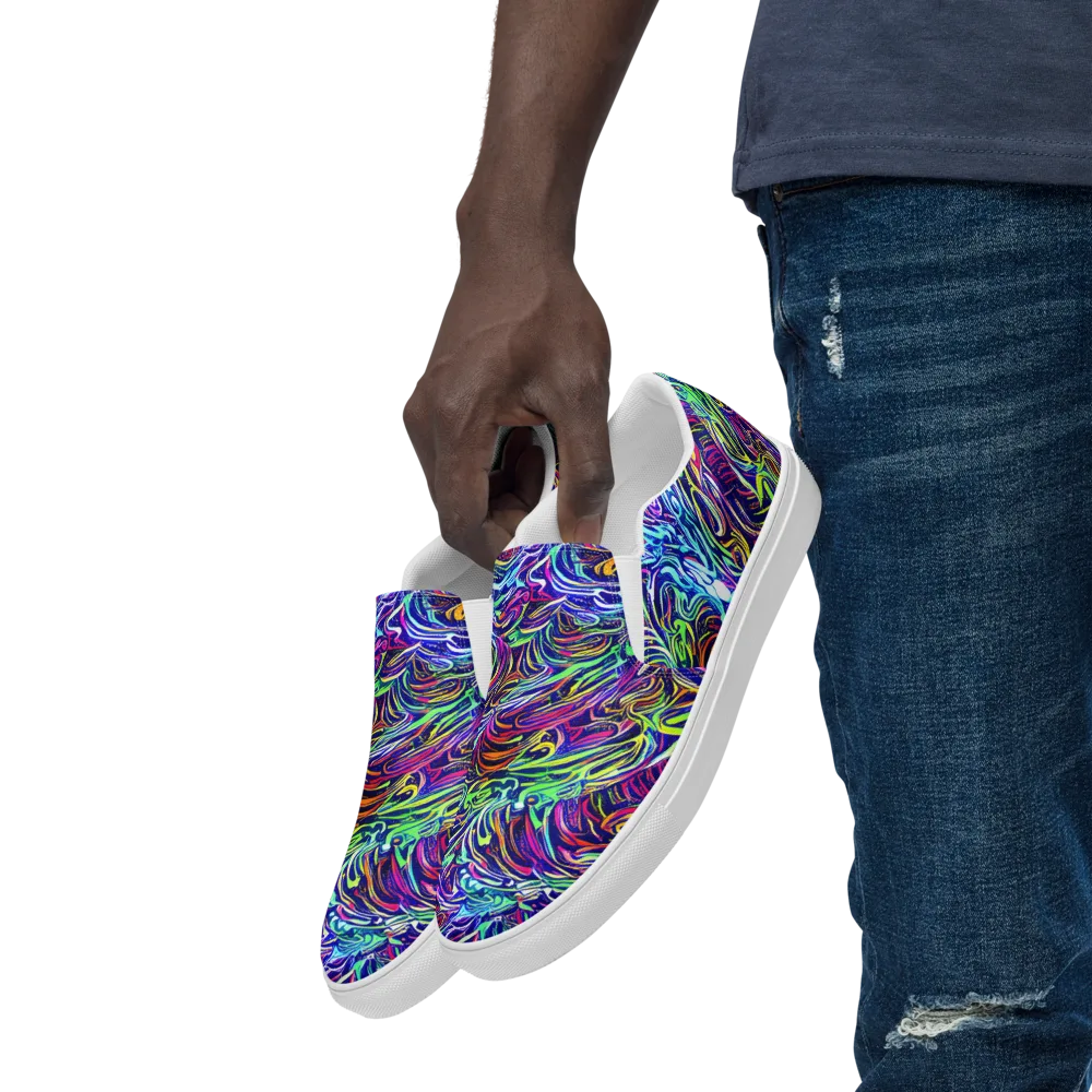 Limefire Labyrinth on Men's Slip-On Canvas Shoes — Left Front