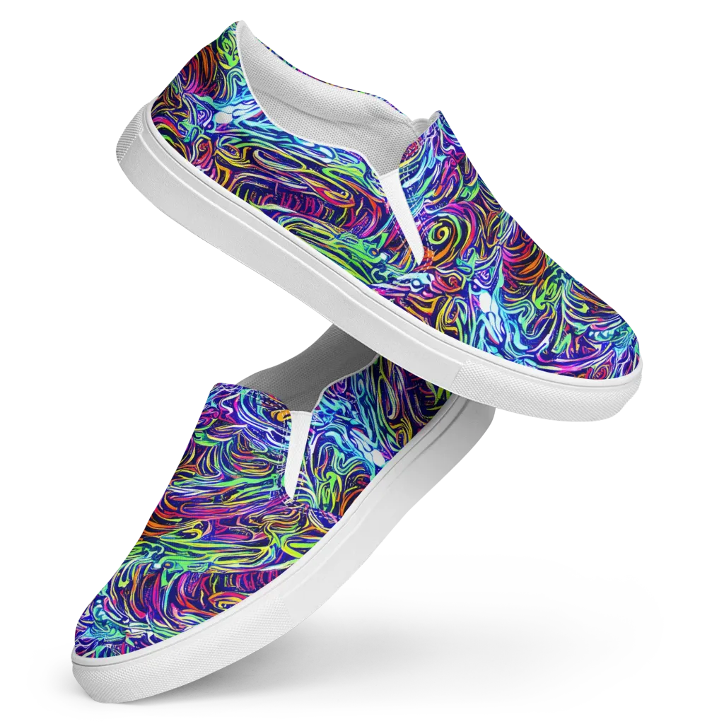 Limefire Labyrinth on Women's Slip-On Canvas Shoes — Front
