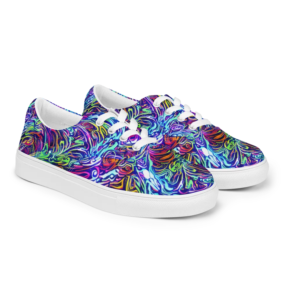 Limefire Labyrinth on Men's Lace-Up Canvas Shoes — Right Front
