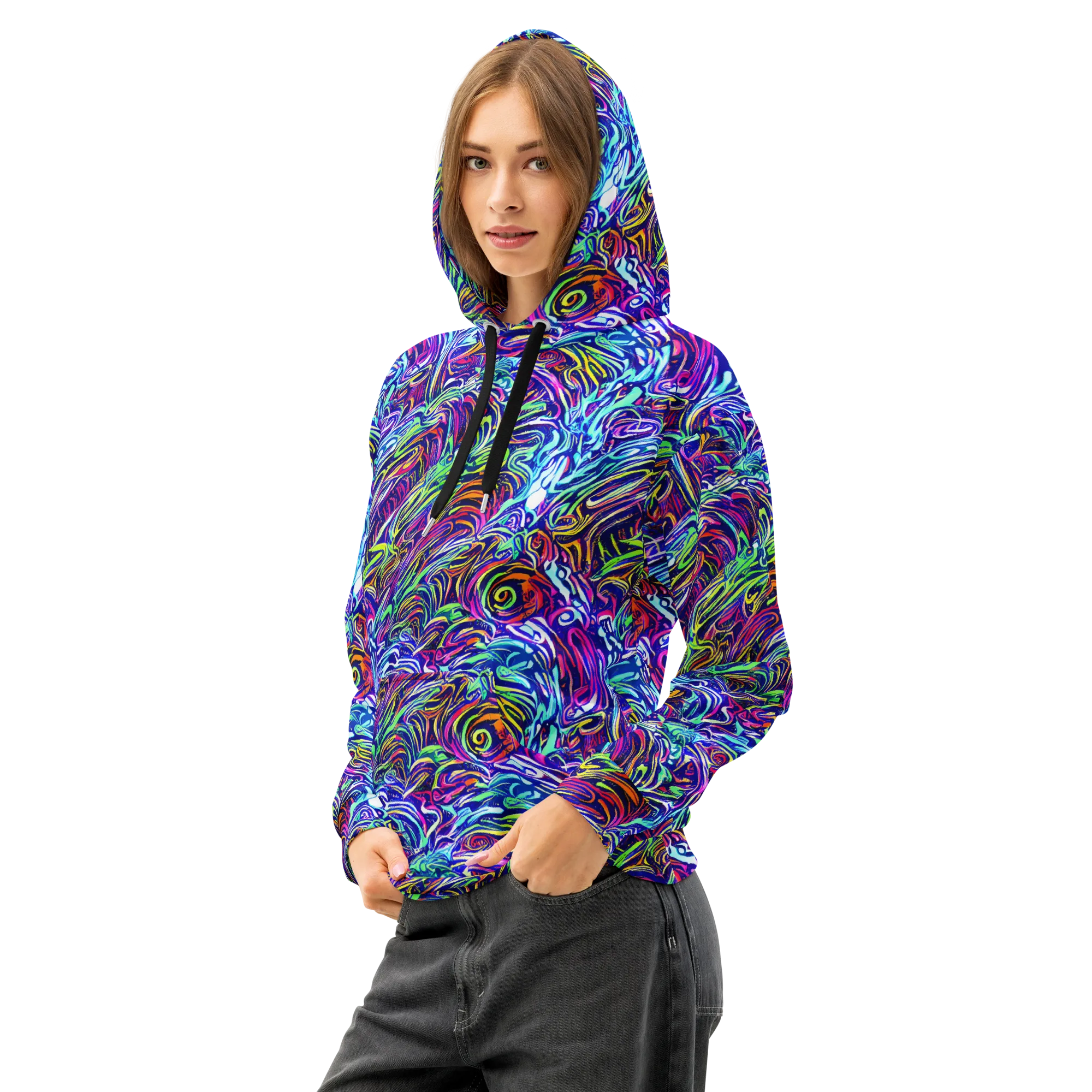 Limefire Labyrinth on Cotton Hoodie — Left Front