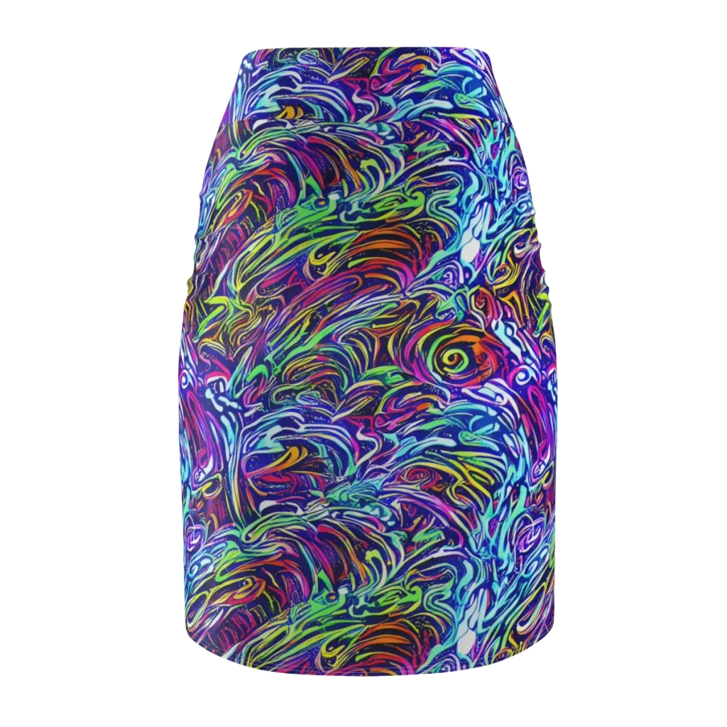 Limefire Labyrinth on Pencil Skirt — Back