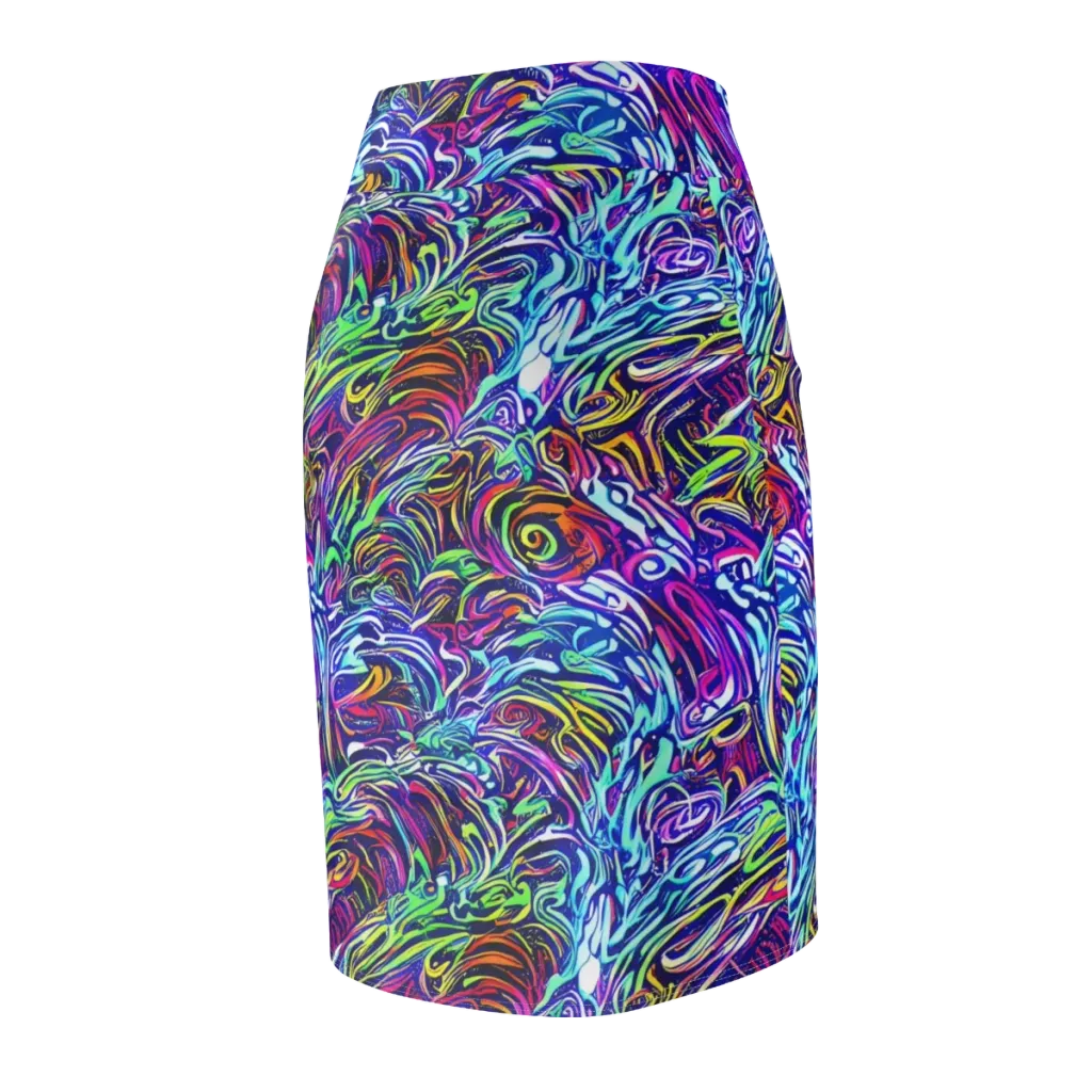 Limefire Labyrinth on Pencil Skirt — Back Side
