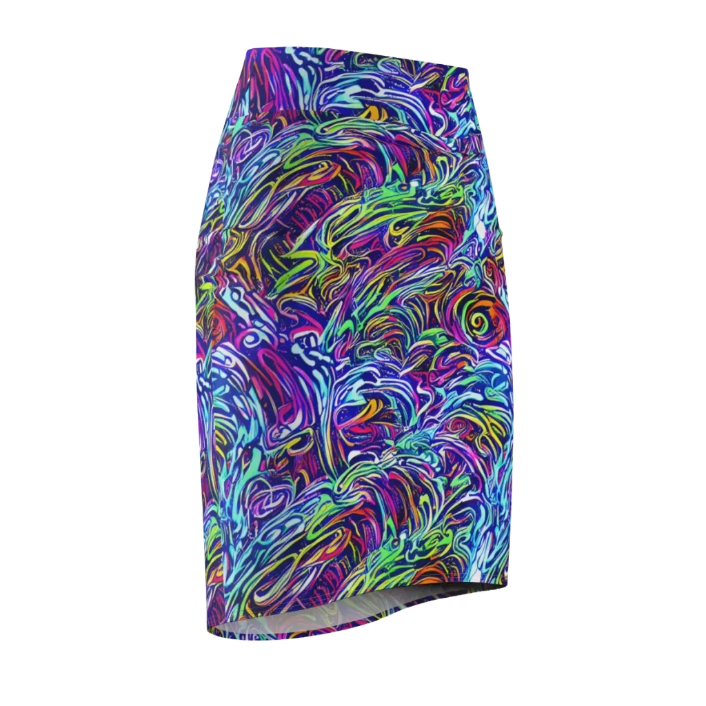 Limefire Labyrinth on Pencil Skirt — Front Side