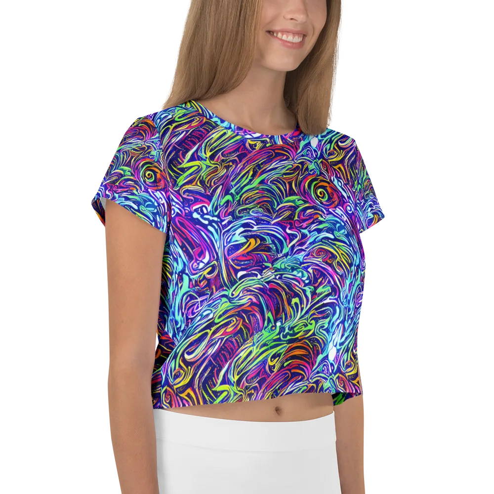 Limefire Labyrinth on Crop Tee — Right