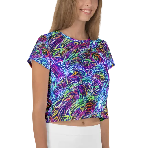 Limefire Labyrinth on a Crop Tee