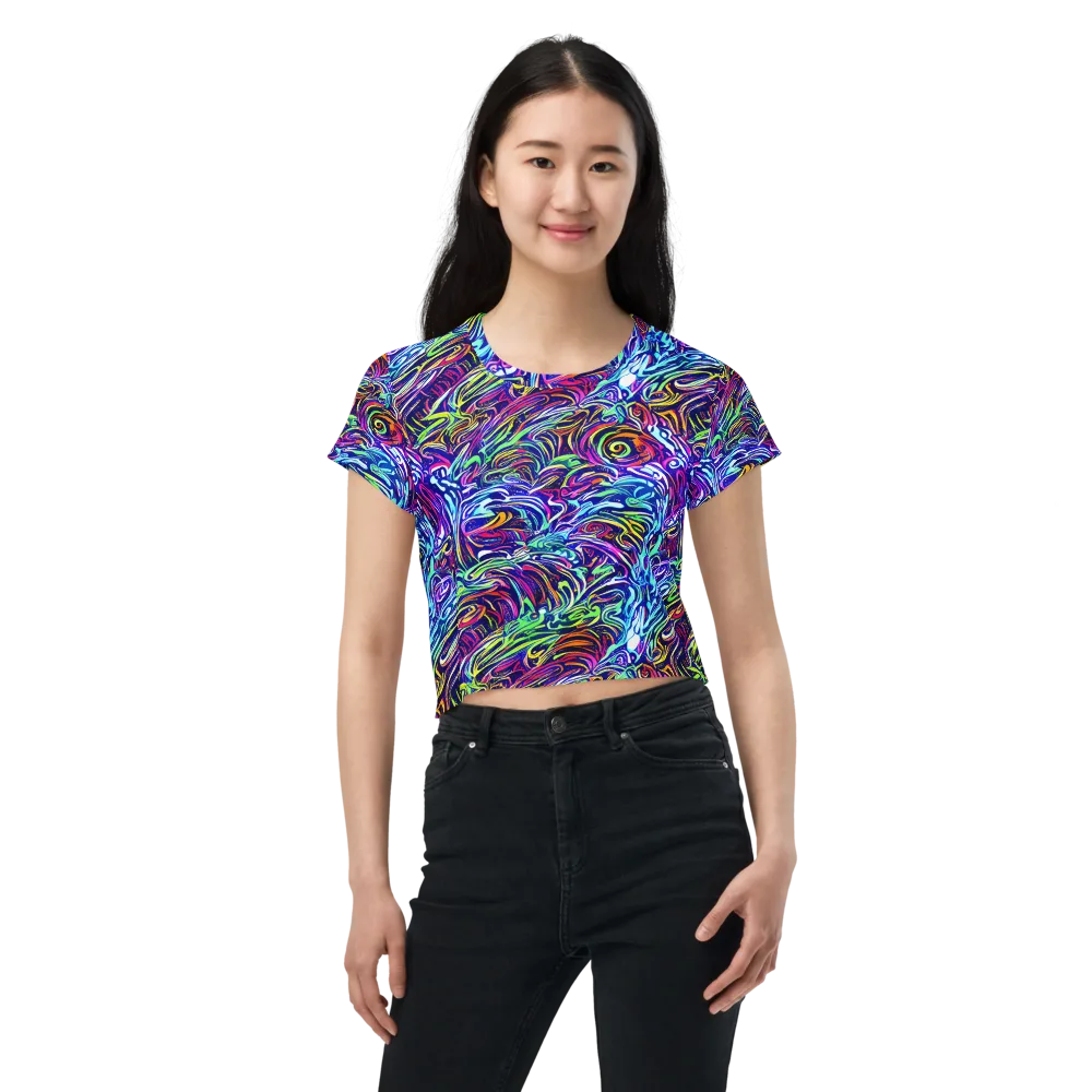 Limefire Labyrinth on Crop Tee — Front