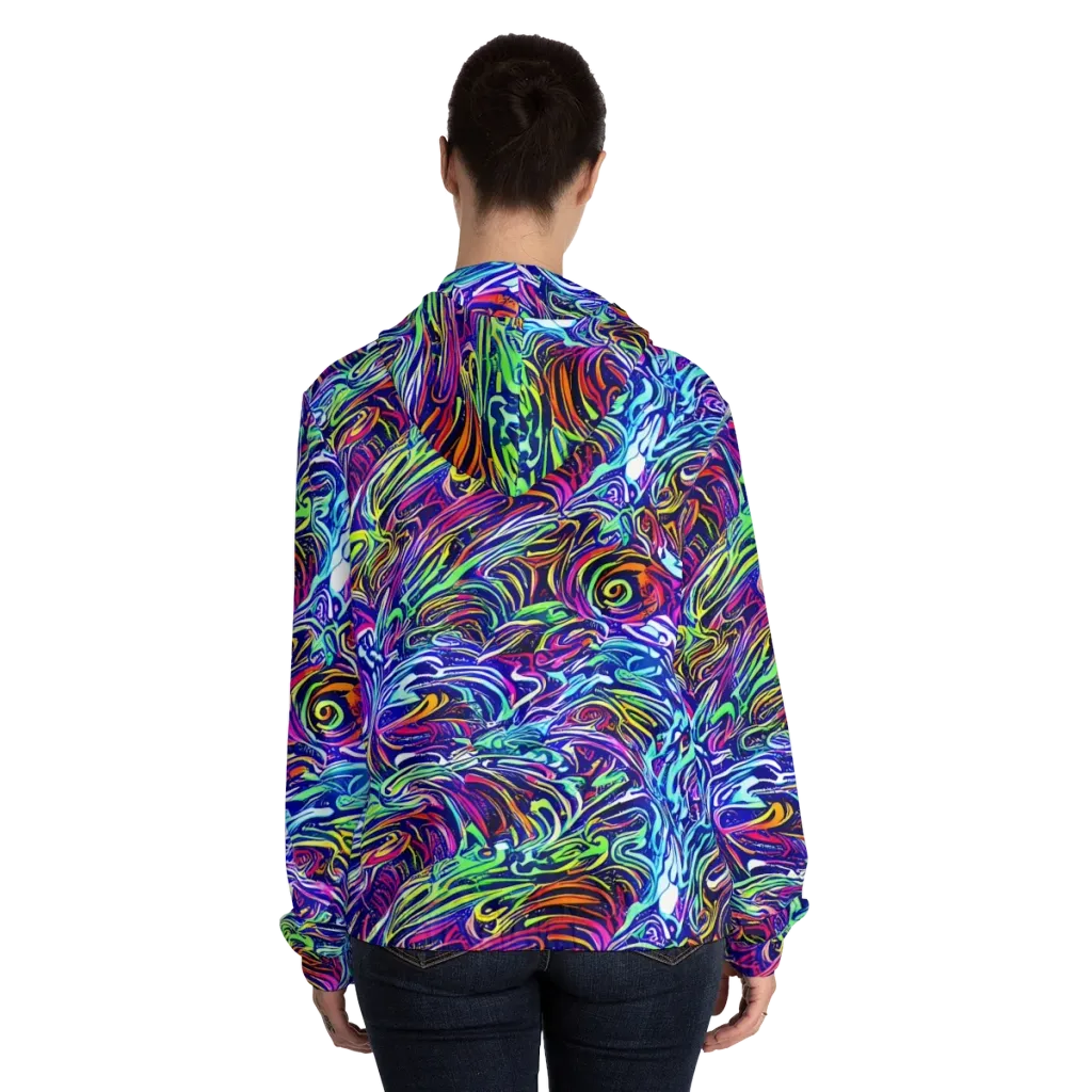 Limefire Labyrinth on Women's Full-Zip Hoodie — Back On Person