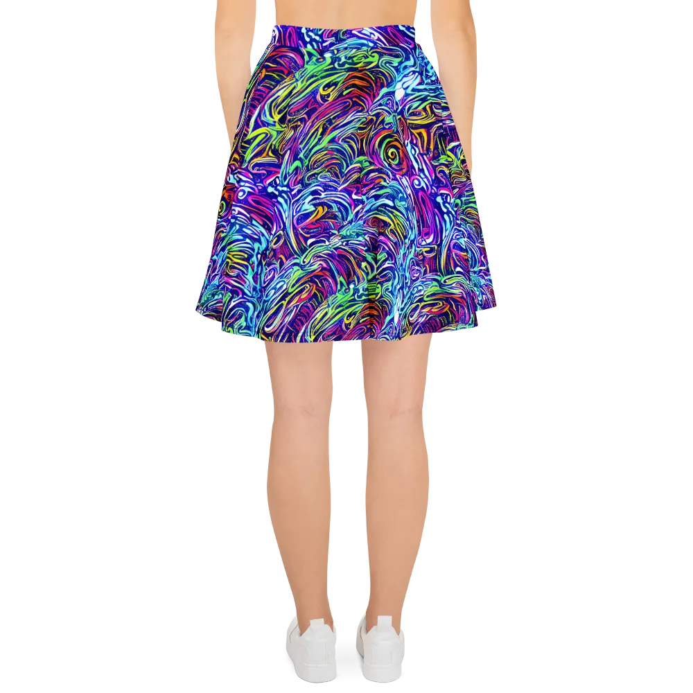 Limefire Labyrinth on Skater Skirt — Back