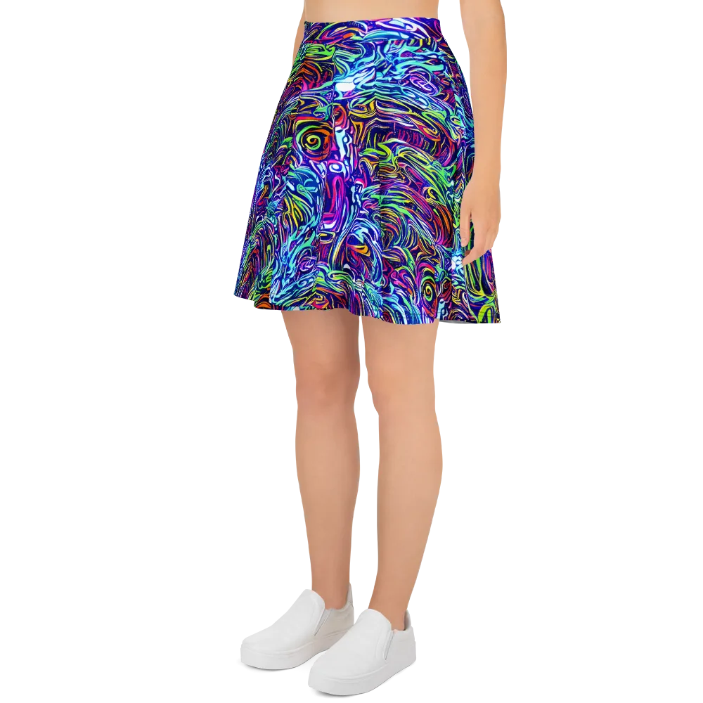 Limefire Labyrinth on Skater Skirt — Left