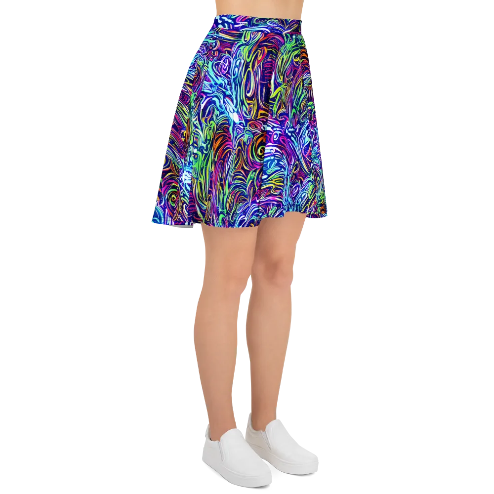 Limefire Labyrinth on Skater Skirt — Right
