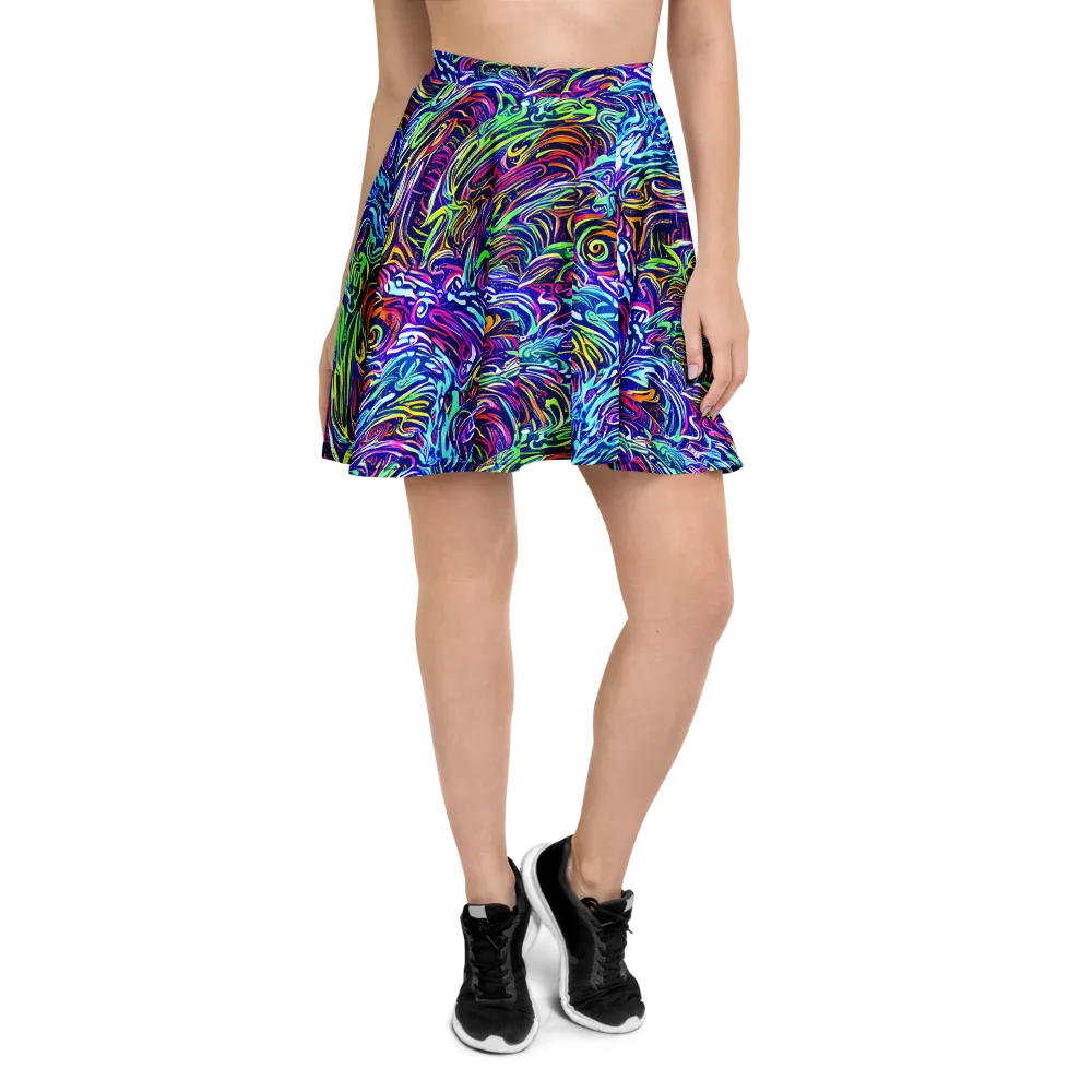 Limefire Labyrinth on Skater Skirt — Front