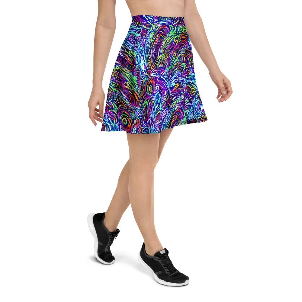 Limefire Labyrinth on Skater Skirt — Right
