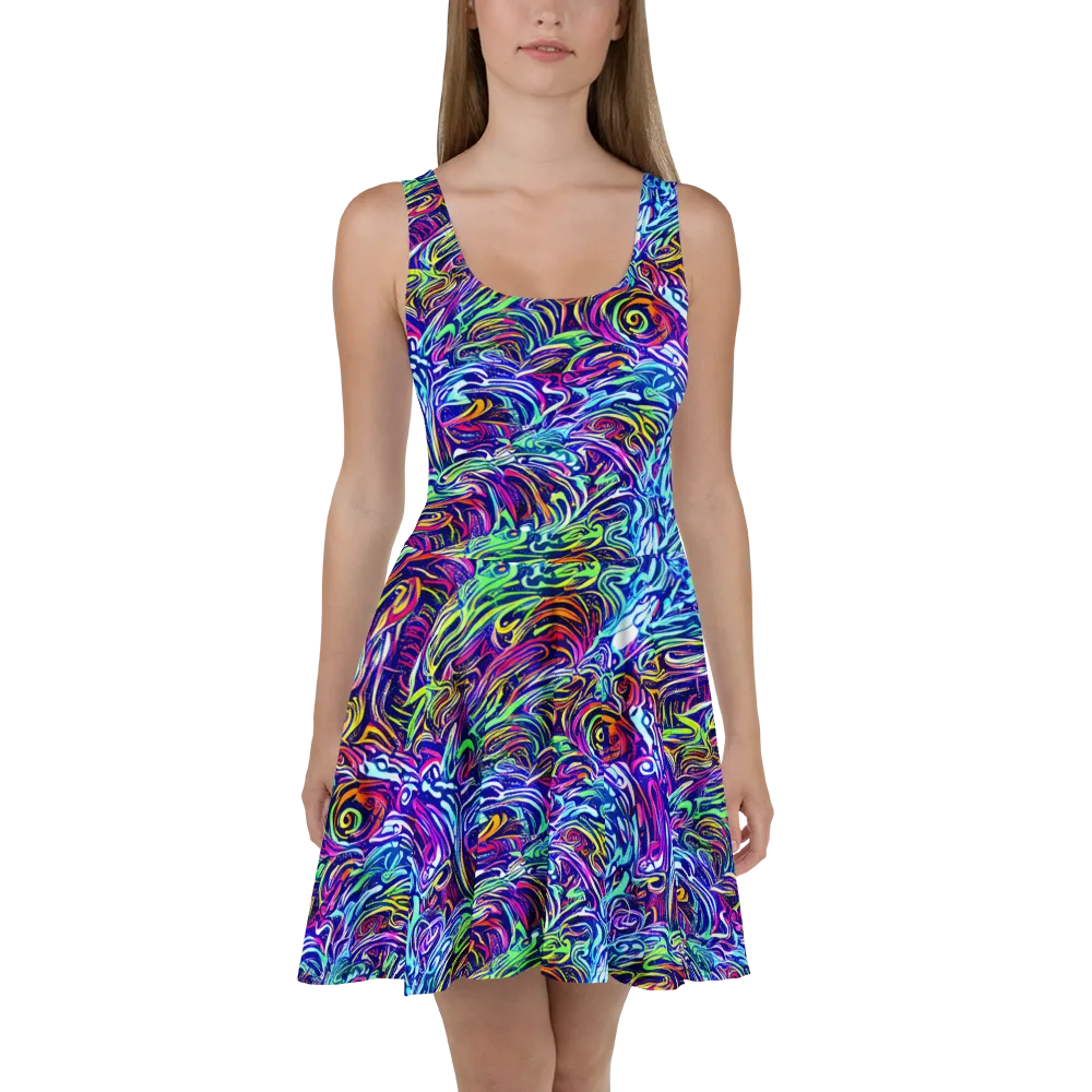 Limefire Labyrinth on Skater Dress — Front