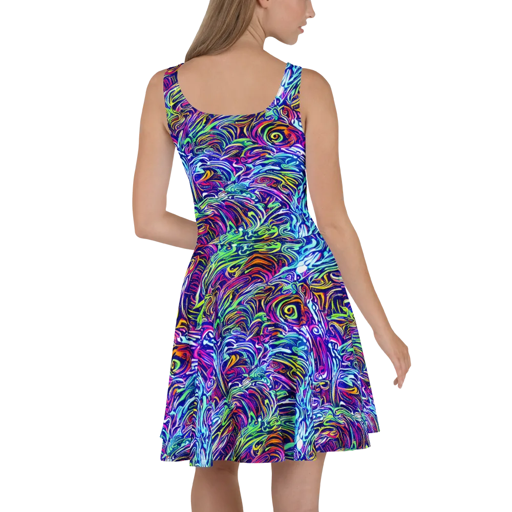 Limefire Labyrinth on Skater Dress — Back