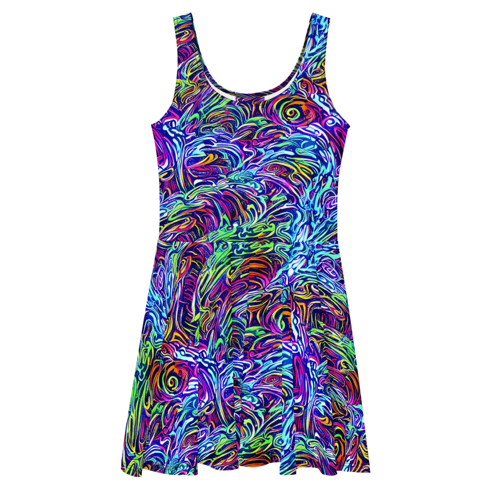 Limefire Labyrinth on Skater Dress — Front