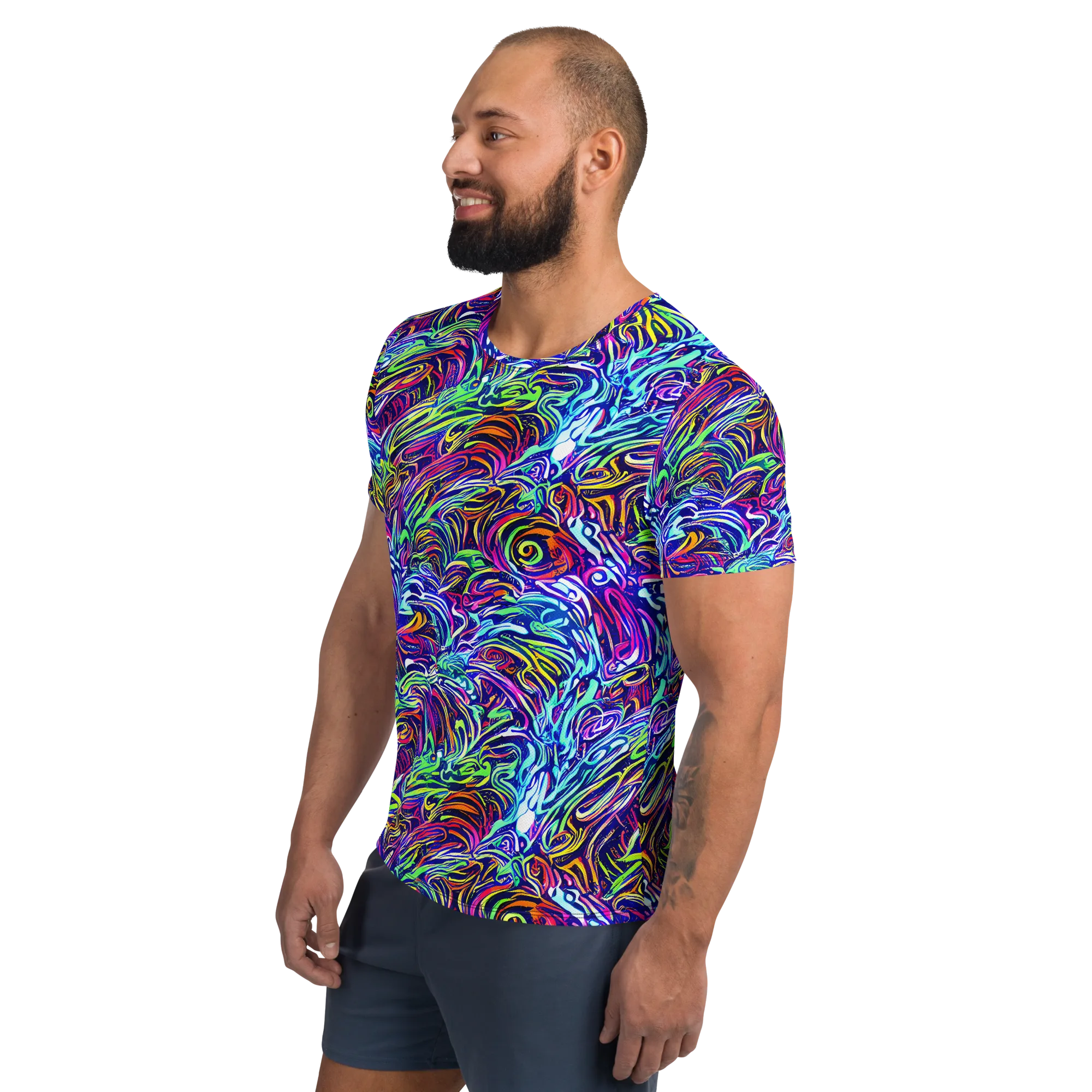 Limefire Labyrinth on Men's Athletic T-Shirt — Left