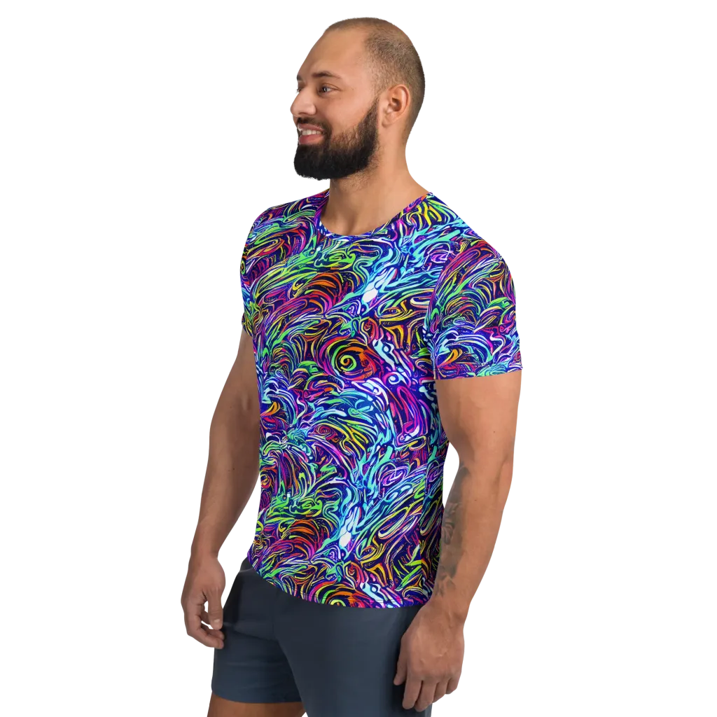 Limefire Labyrinth on Men's Athletic T-Shirt — Left