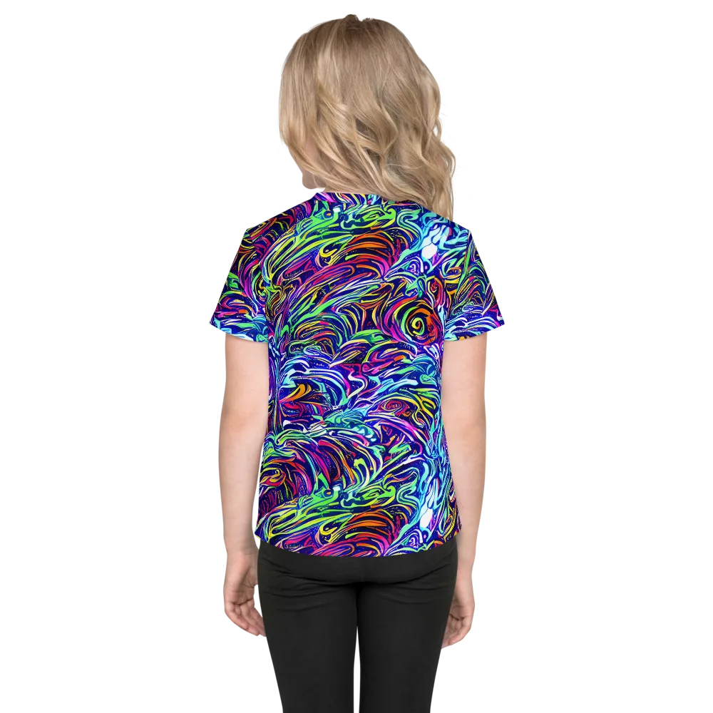 Limefire Labyrinth on Kids Crew Neck T-Shirt — Back