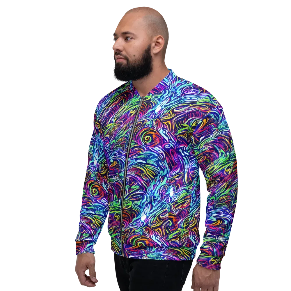 Limefire Labyrinth on Bomber Jacket — Left