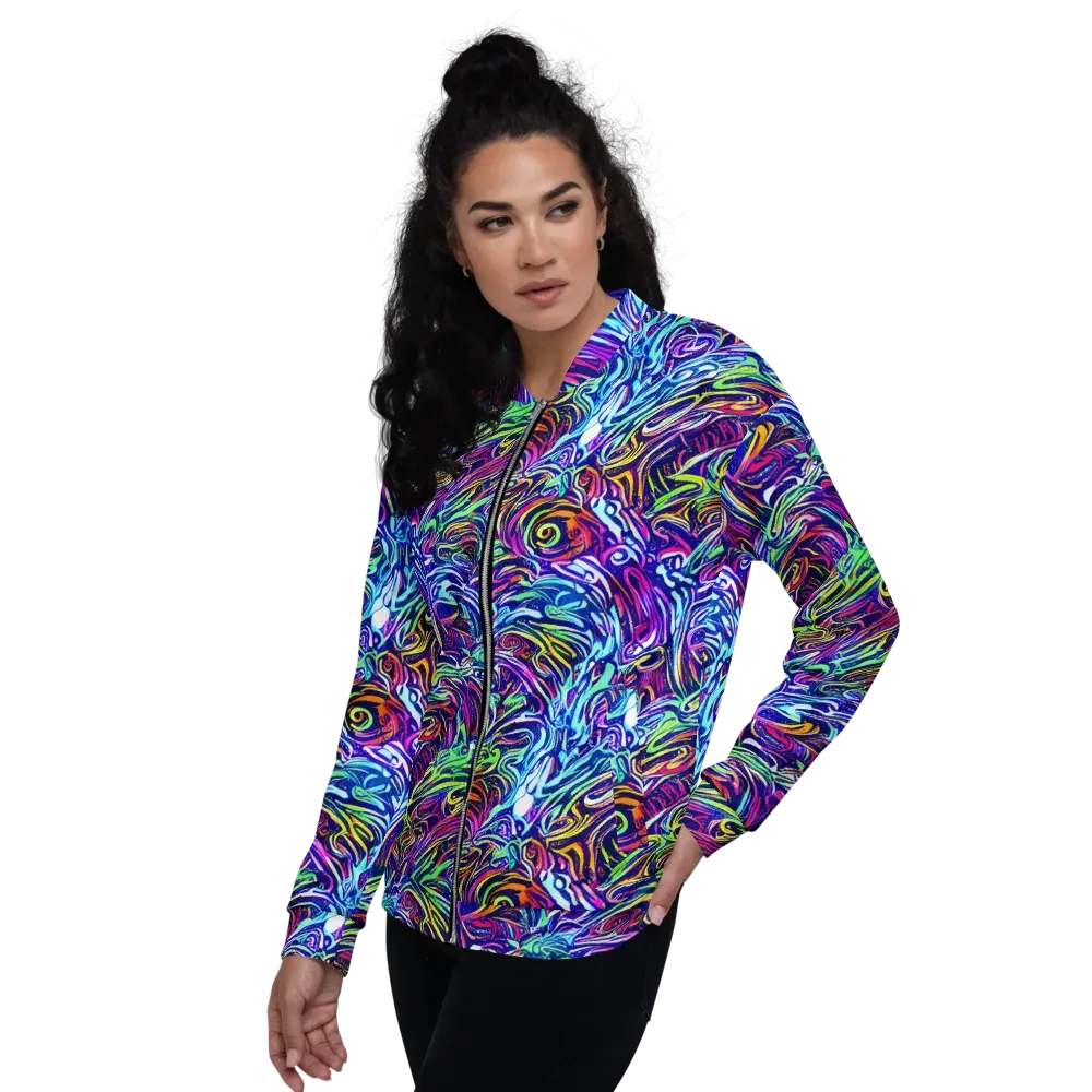 Limefire Labyrinth on Bomber Jacket — Left