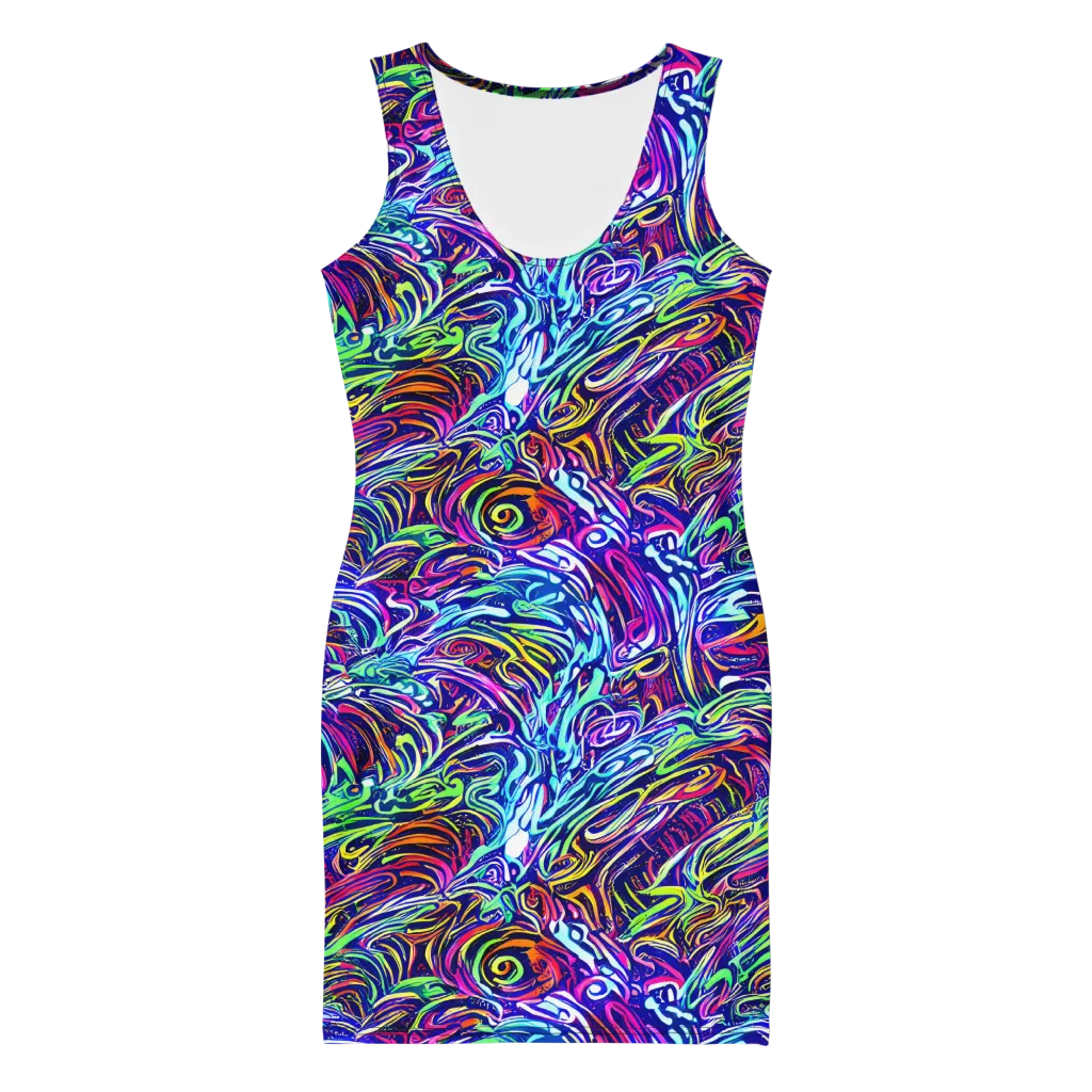 Limefire Labyrinth on Bodycon Dress — Front