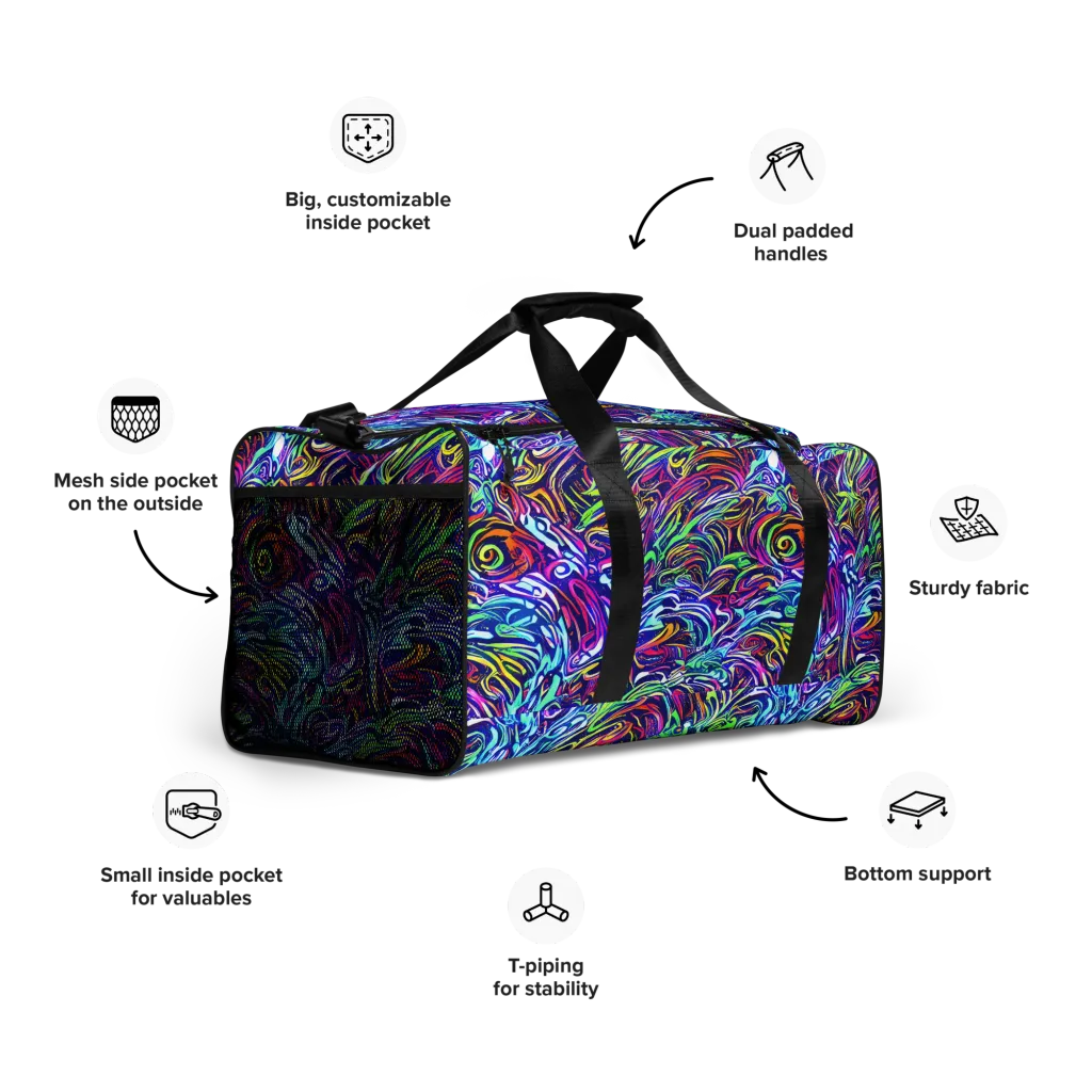 Limefire Labyrinth on Duffle Bag — Right Front