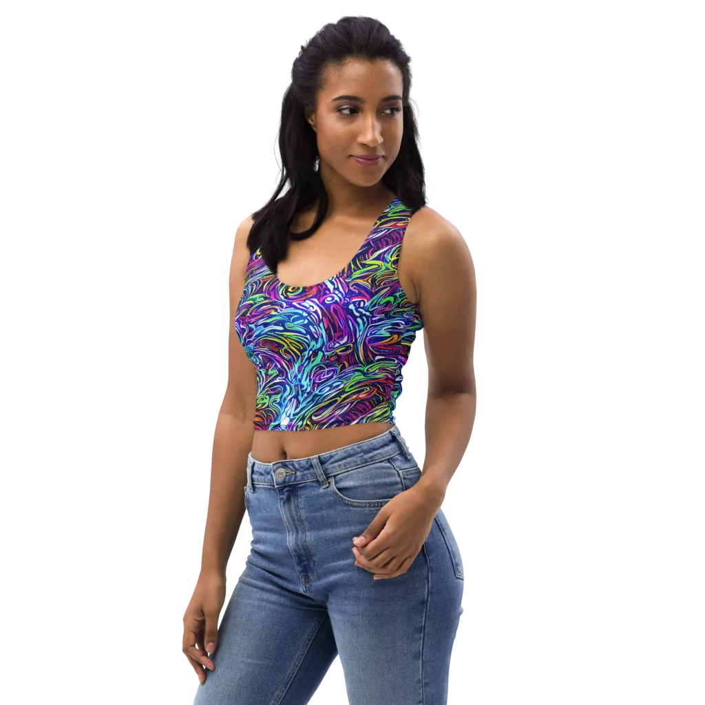 Limefire Labyrinth on Crop Top — Left Front