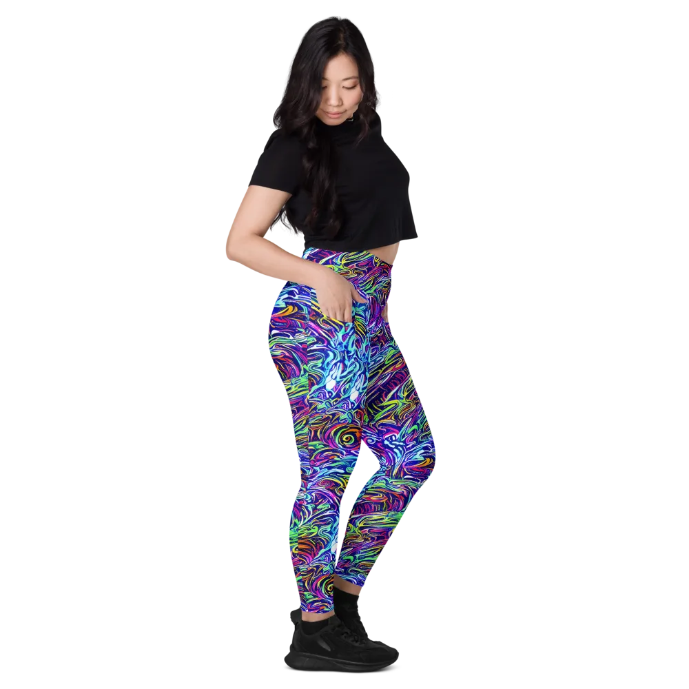 Limefire Labyrinth on Leggings with Pockets — Right
