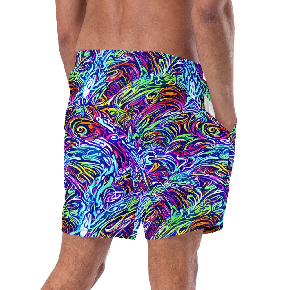 Limefire Labyrinth on Swim Trunks — Right Back