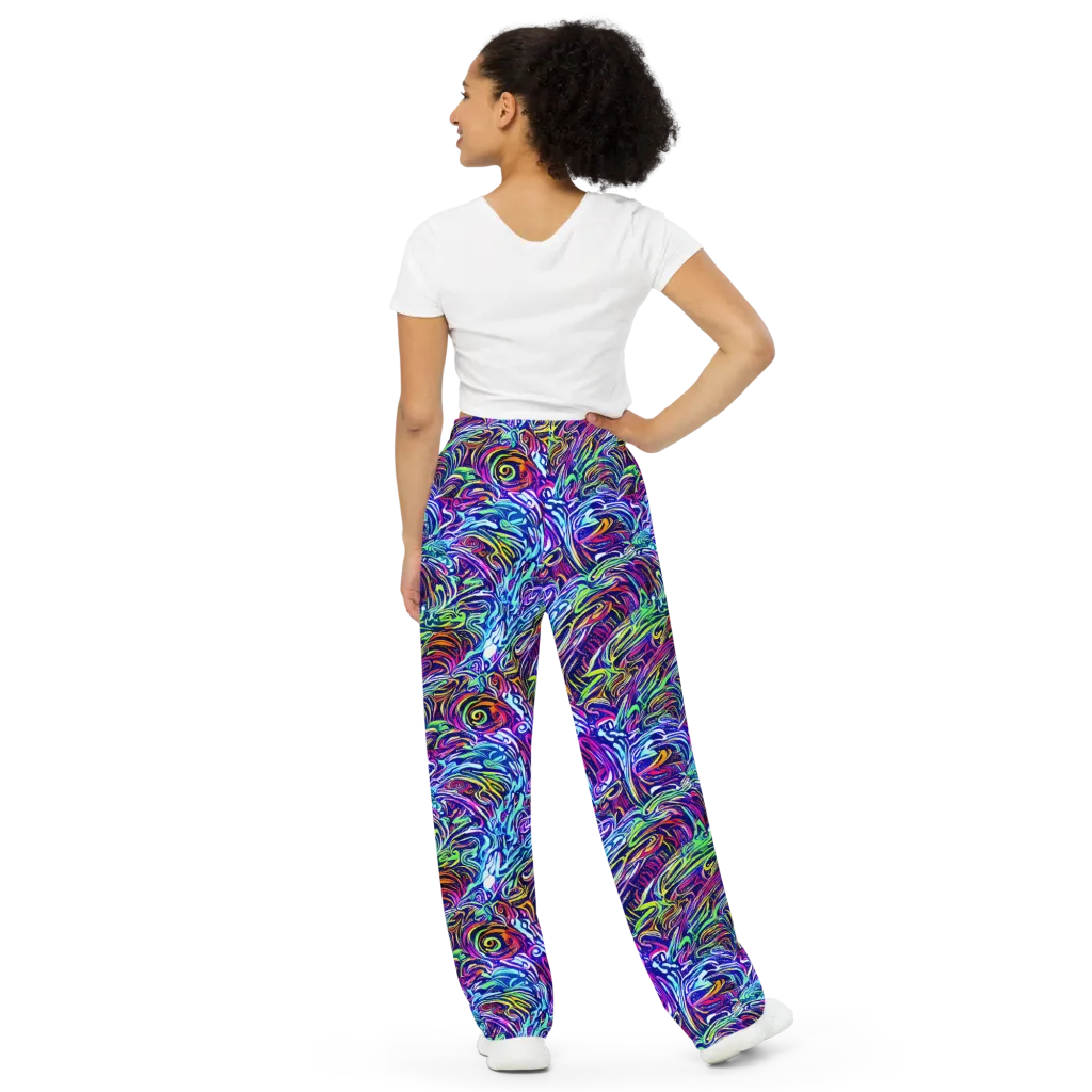 Limefire Labyrinth on Wide-Leg Pants — Back