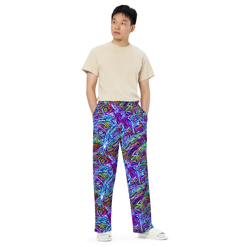 Limefire Labyrinth on Wide-Leg Pants — Front