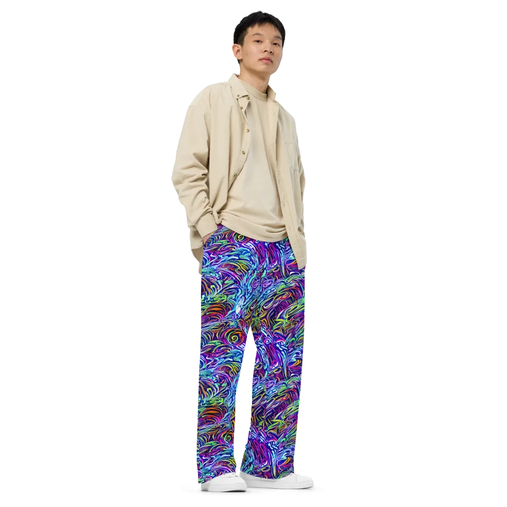 Limefire Labyrinth on Wide-Leg Pants — Right Front