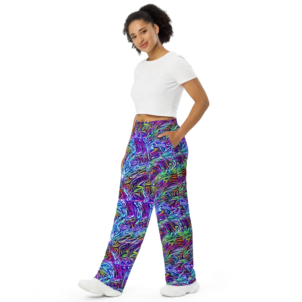 Limefire Labyrinth on Wide-Leg Pants — Left Front