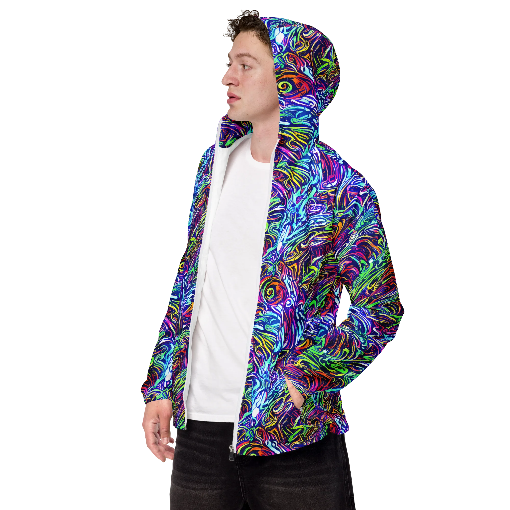 Limefire Labyrinth on Men's Windbreaker — Left Front