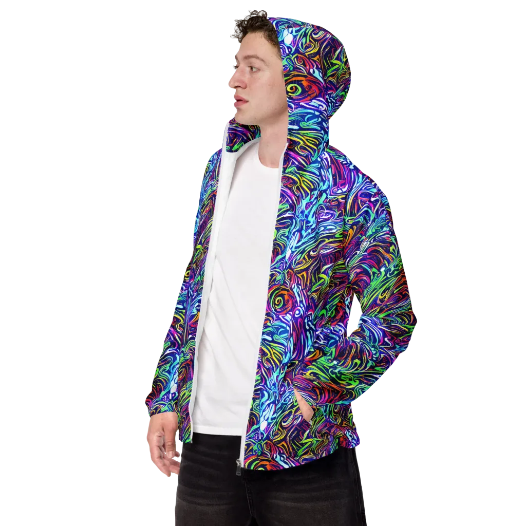 Limefire Labyrinth on Men's Windbreaker — Left Front