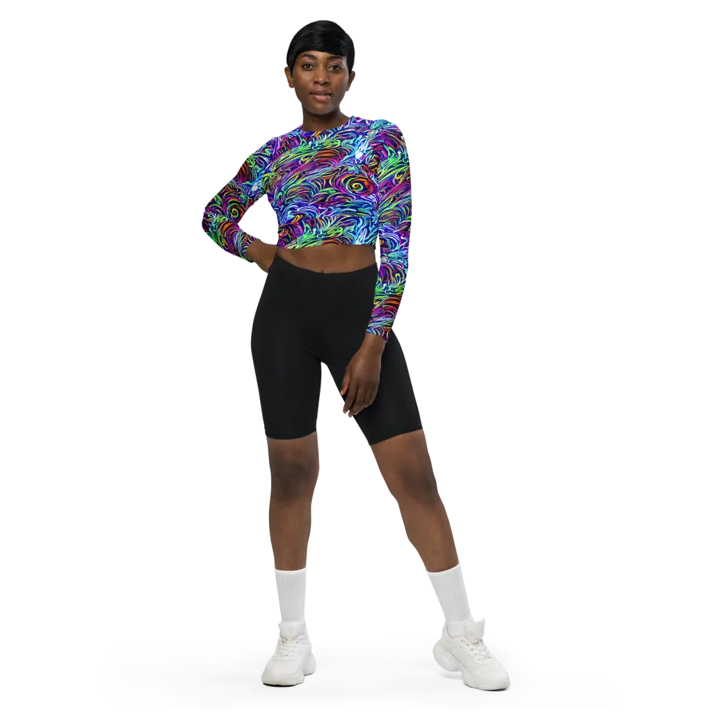 Limefire Labyrinth on Long Sleeve Crop Top — Front