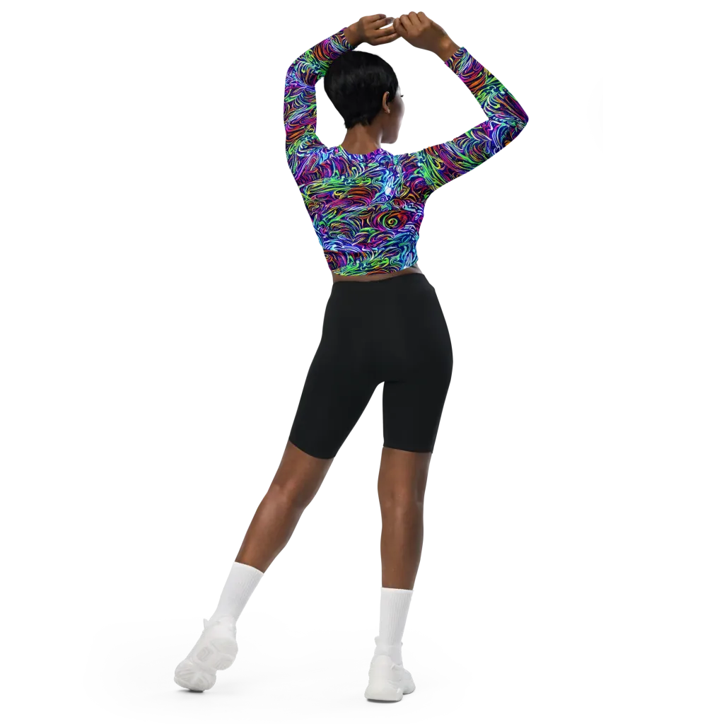 Limefire Labyrinth on Long Sleeve Crop Top — Back