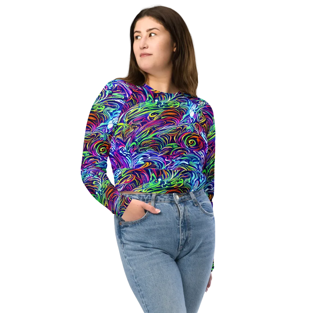 Limefire Labyrinth on Long Sleeve Crop Top — Front