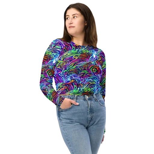 Limefire Labyrinth on a Long Sleeve Crop Top