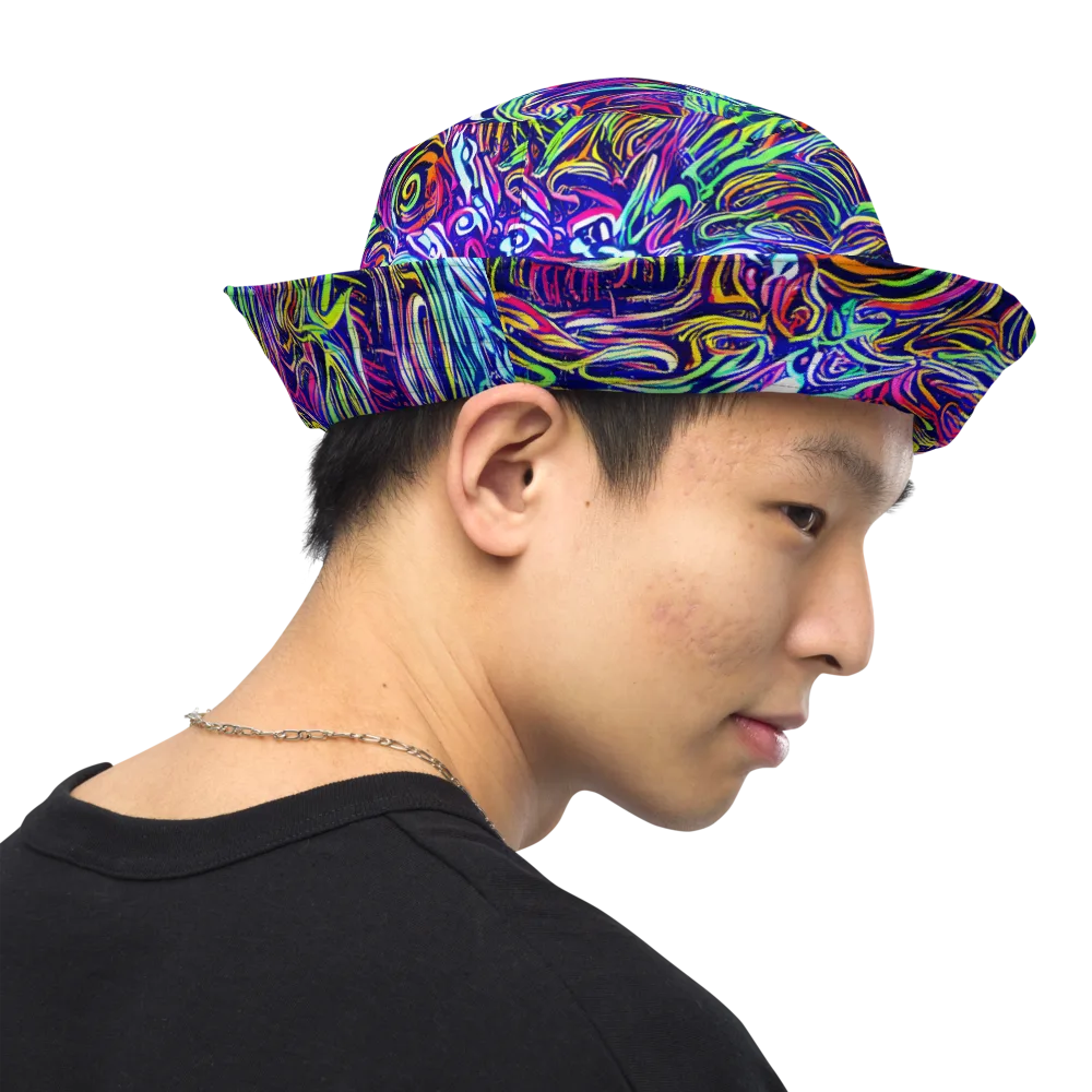 Limefire Labyrinth on Reversible Bucket Hat — Right Outside